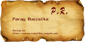 Paray Ruszalka névjegykártya